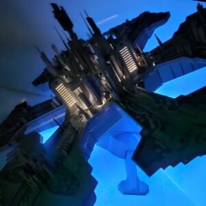 3D Printed Light-Up Atlantis City Starship Model – Stargate Atlantis Display Piece (24" diameter)